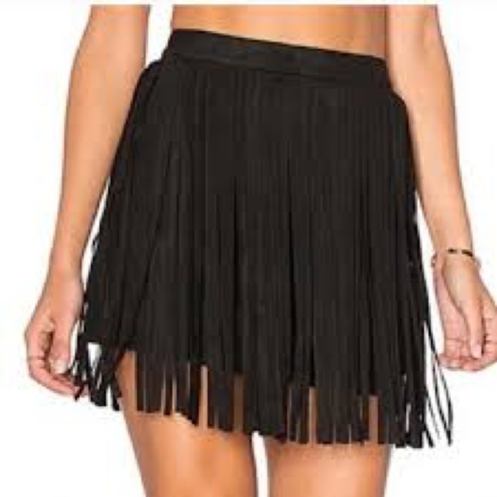 Faux Suede Fringe Mini Skirt